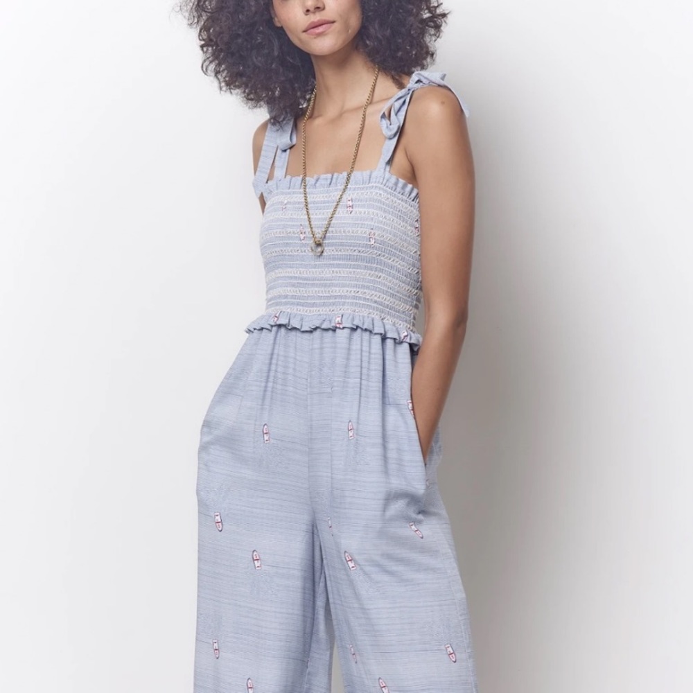 Corey Lynn Calter Sea Legs Smocked Jumpsuit